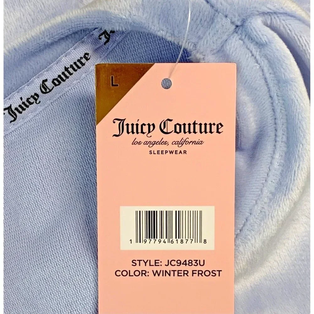 Juicy Sleep Set Women Size Large L Velour Short Sleeve Winter Frost JC9483U New - Picture 9 of 11